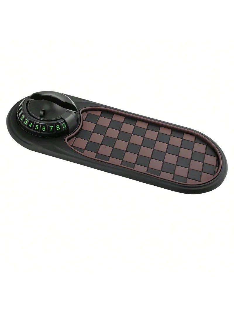 Multifunction Car Anti-Slip Mat, Rotatable Anti Skid Car Dashboard Pad with Temporary Parking Numbe, Universal Car Phone Holder