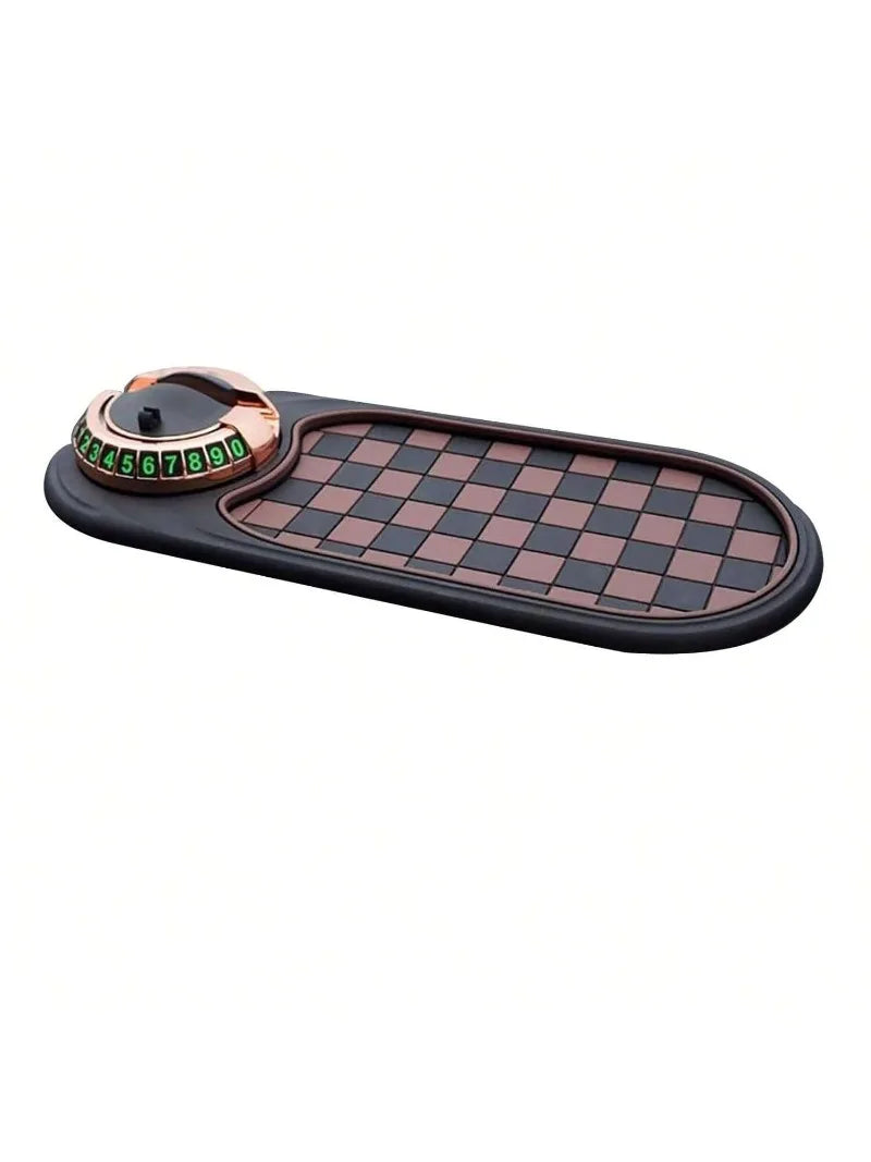 Multifunction Car Anti-Slip Mat, Rotatable Anti Skid Car Dashboard Pad with Temporary Parking Numbe, Universal Car Phone Holder