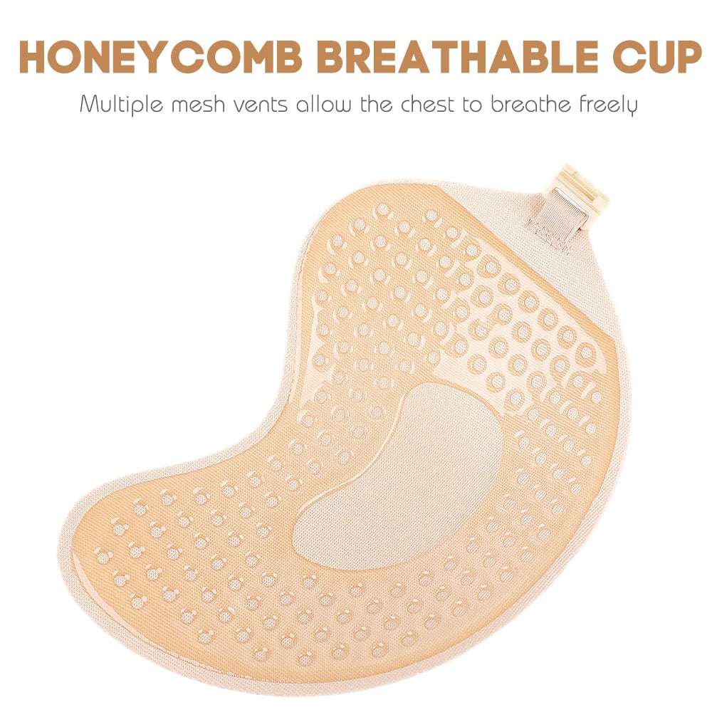 Invisible Push Up Bra for Women Backless Strapless Bra Seamless Front Closure Bralette Underwear Silicone Self-Adhesive Bra Pads