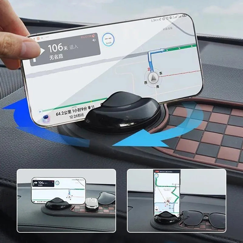Multifunction Car Anti-Slip Mat, Rotatable Anti Skid Car Dashboard Pad with Temporary Parking Numbe, Universal Car Phone Holder